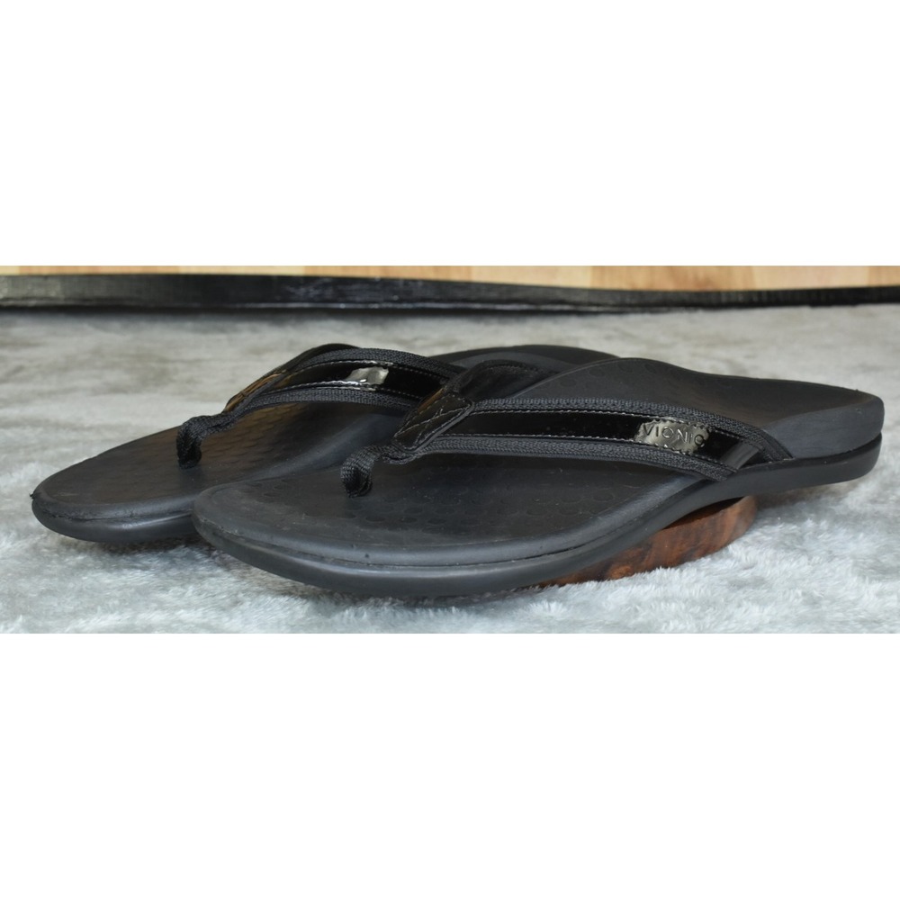 Vionic Tide II Women Sandals Size 11 Flip Flop Black Thong Orthotic Comfort
